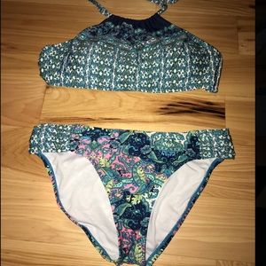 High neck multi color bikini!